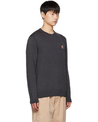 Pull à col rond gris foncé MAISON KITSUNÉ