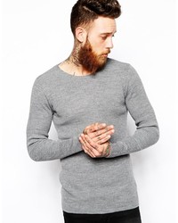 Pull à col rond gris Asos