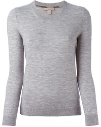 Pull à col rond gris Burberry