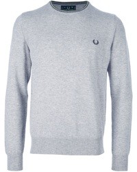 Pull à col rond gris Fred Perry