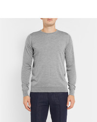 Pull à col rond gris John Smedley