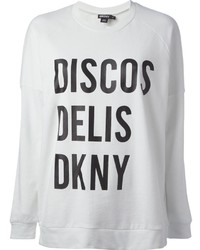 Pull à col rond imprimé blanc et noir DKNY