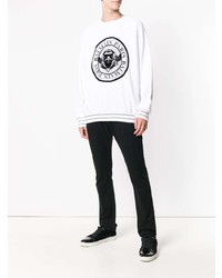 Pull à col rond imprimé blanc et noir Balmain