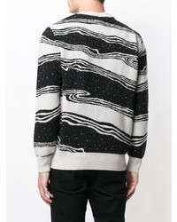 Pull à col rond imprimé blanc et noir MAISON KITSUNÉ