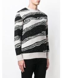 Pull à col rond imprimé blanc et noir MAISON KITSUNÉ