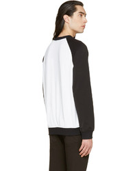 Pull à col rond imprimé blanc et noir Balmain