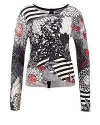 Pull à col rond imprimé blanc Desigual