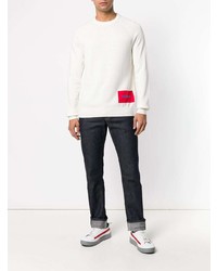 Pull à col rond imprimé blanc Calvin Klein Jeans