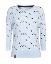 Pull à col rond imprimé bleu clair Naketano