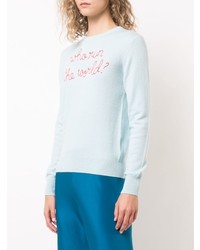 Pull à col rond imprimé bleu clair Lingua Franca