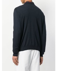 Pull à col rond imprimé bleu marine et blanc MSGM