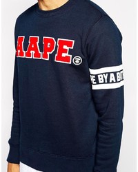 Pull à col rond imprimé bleu marine A Bathing Ape