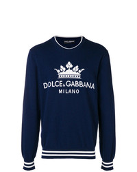 Pull à col rond imprimé bleu marine Dolce & Gabbana