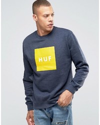 Pull à col rond imprimé bleu marine HUF