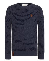 Pull à col rond imprimé bleu marine Naketano
