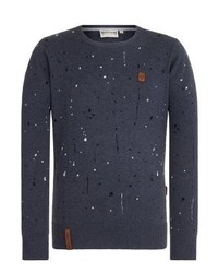 Pull à col rond imprimé bleu marine Naketano