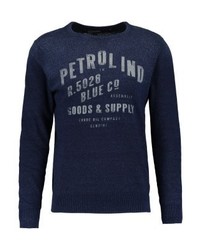 Pull à col rond imprimé bleu marine Petrol Industries