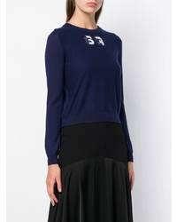 Pull à col rond imprimé bleu marine Sonia Rykiel