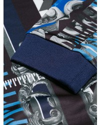 Pull à col rond imprimé bleu Versace Jeans