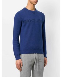 Pull à col rond imprimé bleu Woolrich