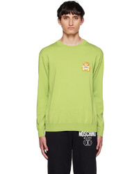 Pull à col rond imprimé chartreuse Moschino