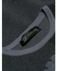 Pull à col rond imprimé gris foncé Versace