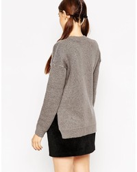 Pull à col rond imprimé gris Asos