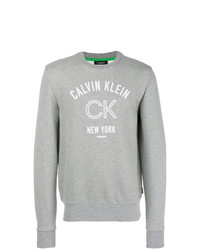 Pull à col rond imprimé gris Calvin Klein