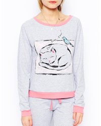 Pull à col rond imprimé gris Asos