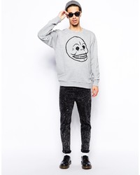 Pull à col rond imprimé gris Cheap Monday