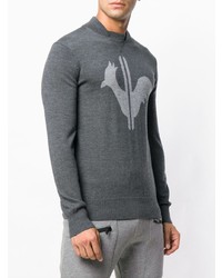 Pull à col rond imprimé gris Rossignol