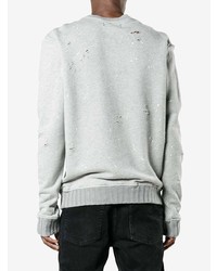 Pull à col rond imprimé gris Amiri