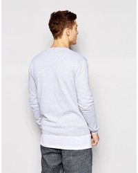 Pull à col rond imprimé gris Solid