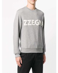 Pull à col rond imprimé gris Z Zegna