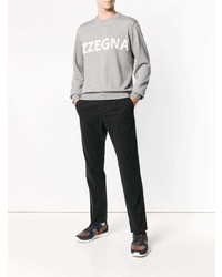 Pull à col rond imprimé gris Z Zegna