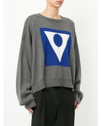 Pull à col rond imprimé gris Maison Margiela