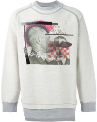 Pull à col rond imprimé gris