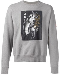 Pull à col rond imprimé gris