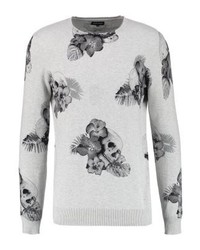 Pull à col rond imprimé gris YOURTURN