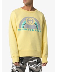 Pull à col rond imprimé jaune Gucci