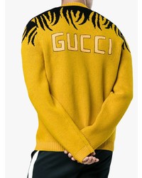 Pull à col rond imprimé jaune Gucci