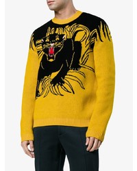 Pull à col rond imprimé jaune Gucci