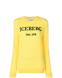 Pull à col rond imprimé jaune Iceberg