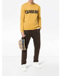 Pull à col rond imprimé jaune Fendi