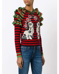 Pull à col rond imprimé multicolore Gucci