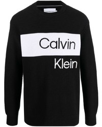 Pull à col rond imprimé noir et blanc Calvin Klein Jeans