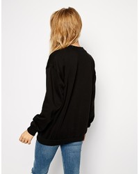 Pull à col rond imprimé noir et blanc Asos