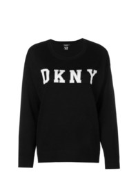 Pull à col rond imprimé noir et blanc DKNY