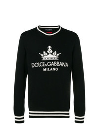 Pull à col rond imprimé noir et blanc Dolce & Gabbana