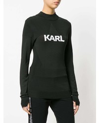 Pull à col rond imprimé noir et blanc Karl Lagerfeld